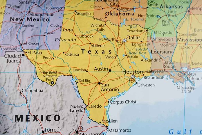 Map of Texas and surrounding states.