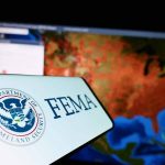 FEMA logo near a US map on screen