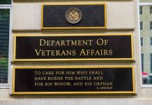 Department of Veterans Affairs building sign with quote.