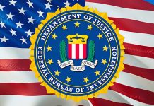 FBI seal on an American flag background.