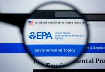 EPA logo under magnifying glass on computer screen