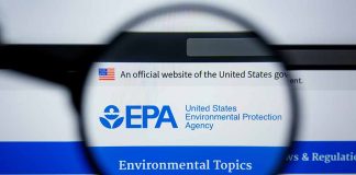 EPA logo under magnifying glass on computer screen