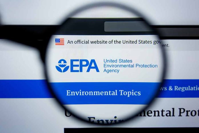 EPA logo under magnifying glass on computer screen