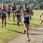 Runners competing in an outdoor cross country race