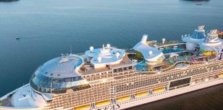Large cruise ship sailing in open water