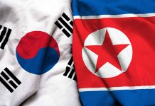 South Korean and North Korean flags side by side