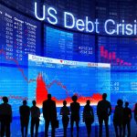 People looking at financial charts displaying US debt crisis