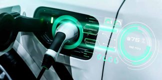 Electric car charging with futuristic display interface