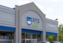 Entrance of Rite Aid pharmacy store
