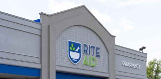 Entrance of Rite Aid pharmacy store