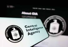 CIA logo on screen, text Central Intelligence Agency.