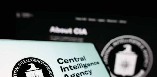 CIA logo on screen, text Central Intelligence Agency.