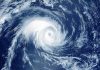 Satellite image of a swirling hurricane over ocean
