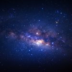 Starry night sky with bright Milky Way galaxy