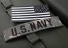 US Navy patch with black and white American flag