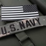 US Navy patch with black and white American flag
