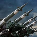 Four rockets pointed towards the sky