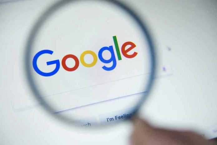 746561200 Google logo viewed through a magnifying glass
