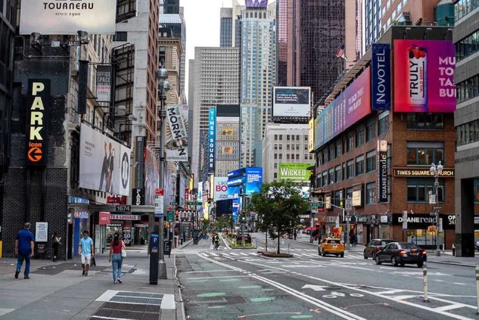 1927789745 Times Square street scene with storefronts and advertisements