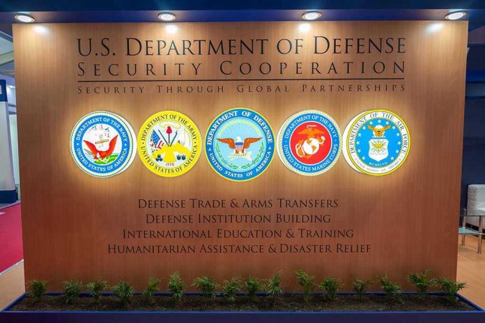 1283770690 U.S. Department of Defense Security Cooperation display with logos.