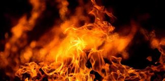 Factory Catches Fire -DEADLY Inferno! Close-up of vibrant flames against a dark background