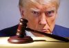 Criminal Case Against Trump DISMISSED – Final Charges GONE Gavel in front of a serious mans face.