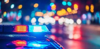 Three Kids MURDERED at Birthday Celebration Police car with flashing lights at night.