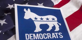 Disgraced Dem Plots Comeback – Outrageous Governor Bid Democrats logo on American flag background