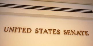 Which Senator Made a Shocking Call to Welcome Immigrants? Sign displaying United States Senate in a government building