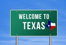 MLB Legend’s Shocking Political Win Welcome to Texas road sign with a Texas map