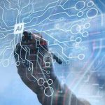 AI Snooping in Salesforce: Employee Privacy Shattered Hand drawing artificial intelligence digital circuit board.