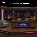 Fox Bets Big on Fallen Politician Late night talk show set with city backdrop