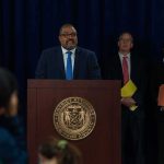 Blood-Licking Text Rocks Karmelo Anthony’s Retrial Man at podium during press conference