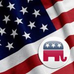 Cash Tsunami Targets Blue Strongholds American flag with Republican elephant emblem