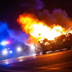 Backyard Show Becomes Manslaughter Case Burning car on a dark street at night