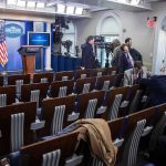 Trump Moves To Axe Education Dept White House press briefing room with empty seats and cameras