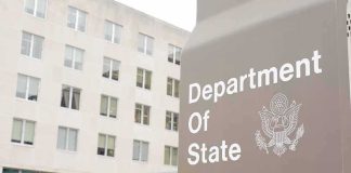Department of State sign outside office building