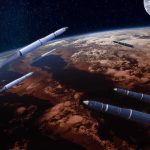24 Satellites, One Quiet Power Play Multiple rockets streak above Earth with the Moon in the background