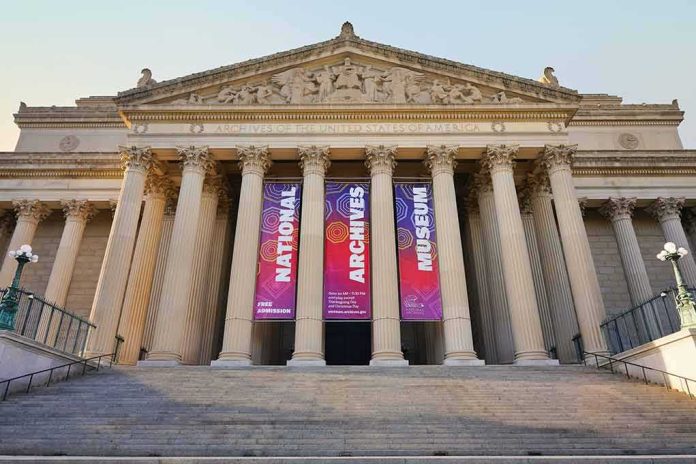 Neoclassical museum facade with tall columns and wide stone steps