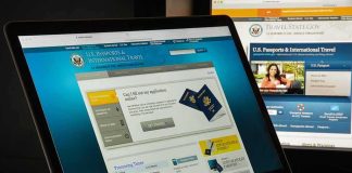Laptop displaying U.S. passport application website