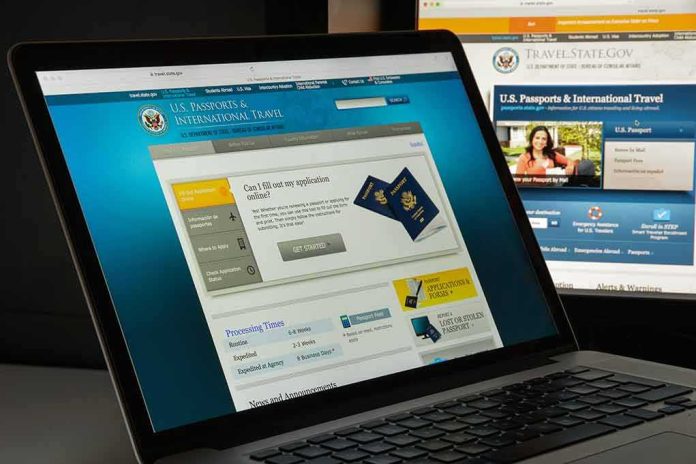 Laptop displaying U.S. passport application website