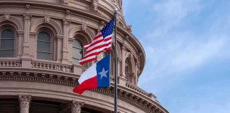 Texas Tsunami: $64M Floods One Campaign Texas and U.S. flags in front of a capitol building dome